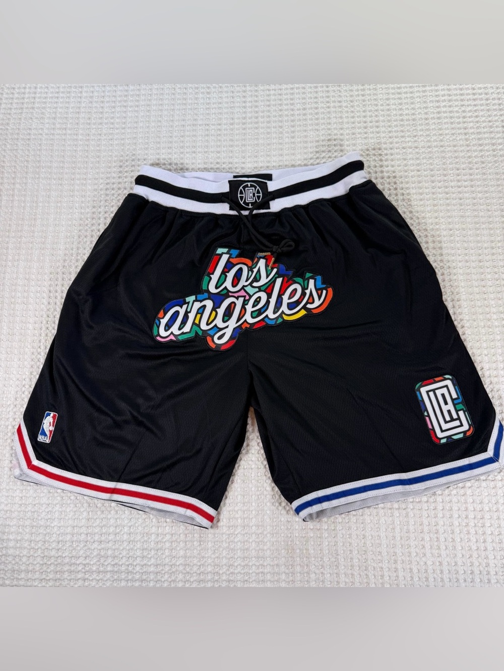 Just Don x LA Clippers NBA Shorts Black Multicolor Logo Size XL Made USA